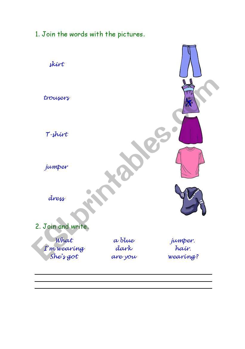 Clothes - Reading & Writing worksheet