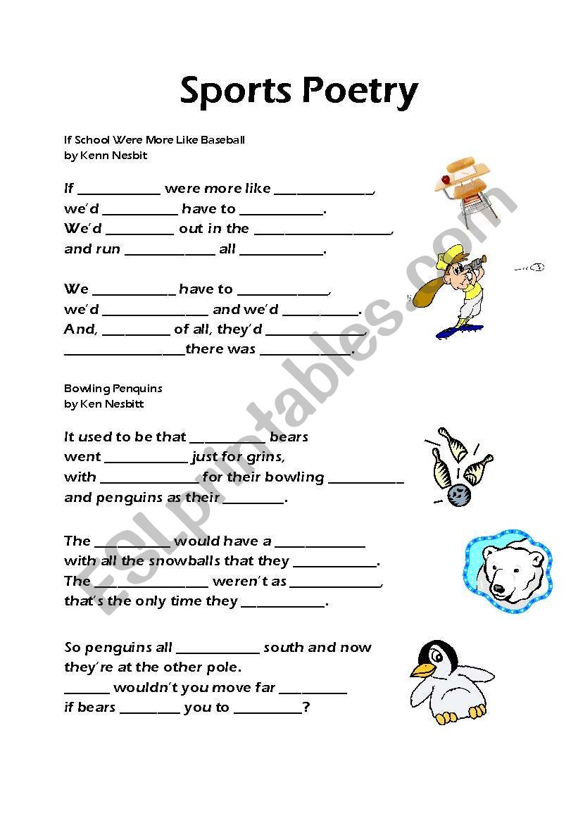 Sports Poetry 1 worksheet