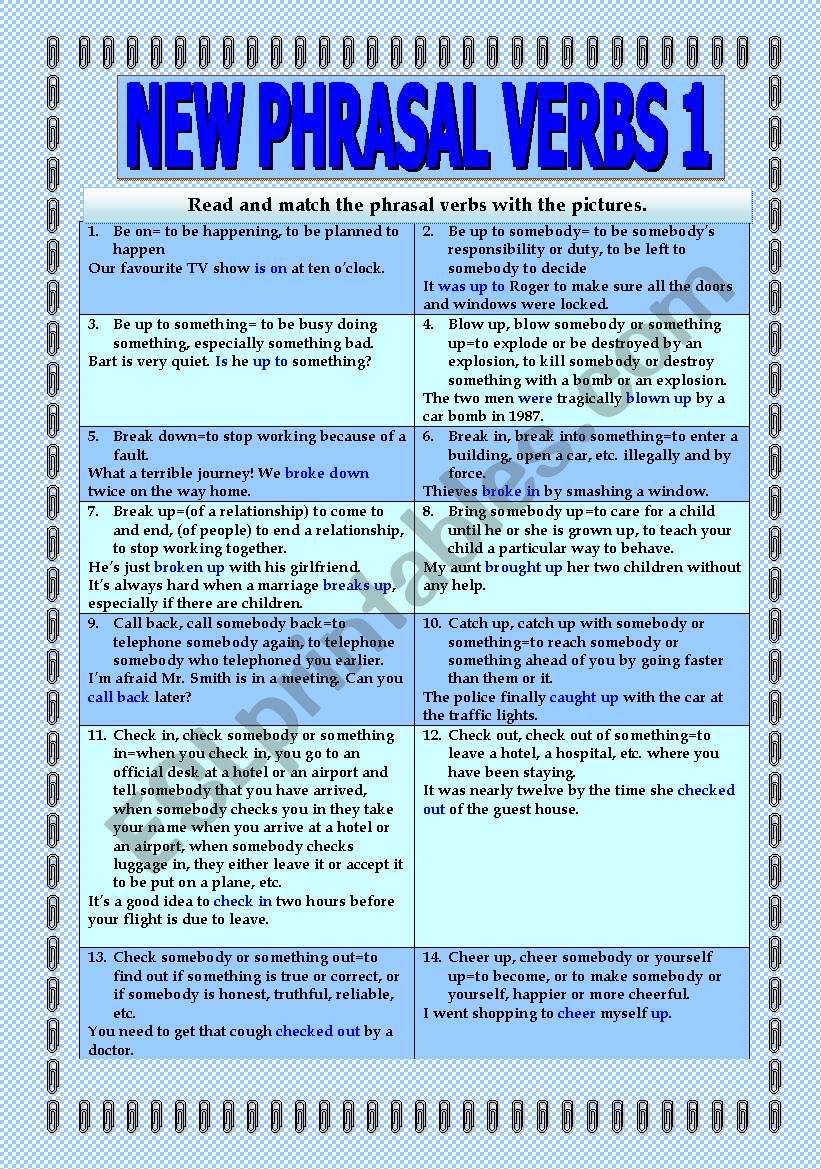 New phrasal verbs 1 worksheet