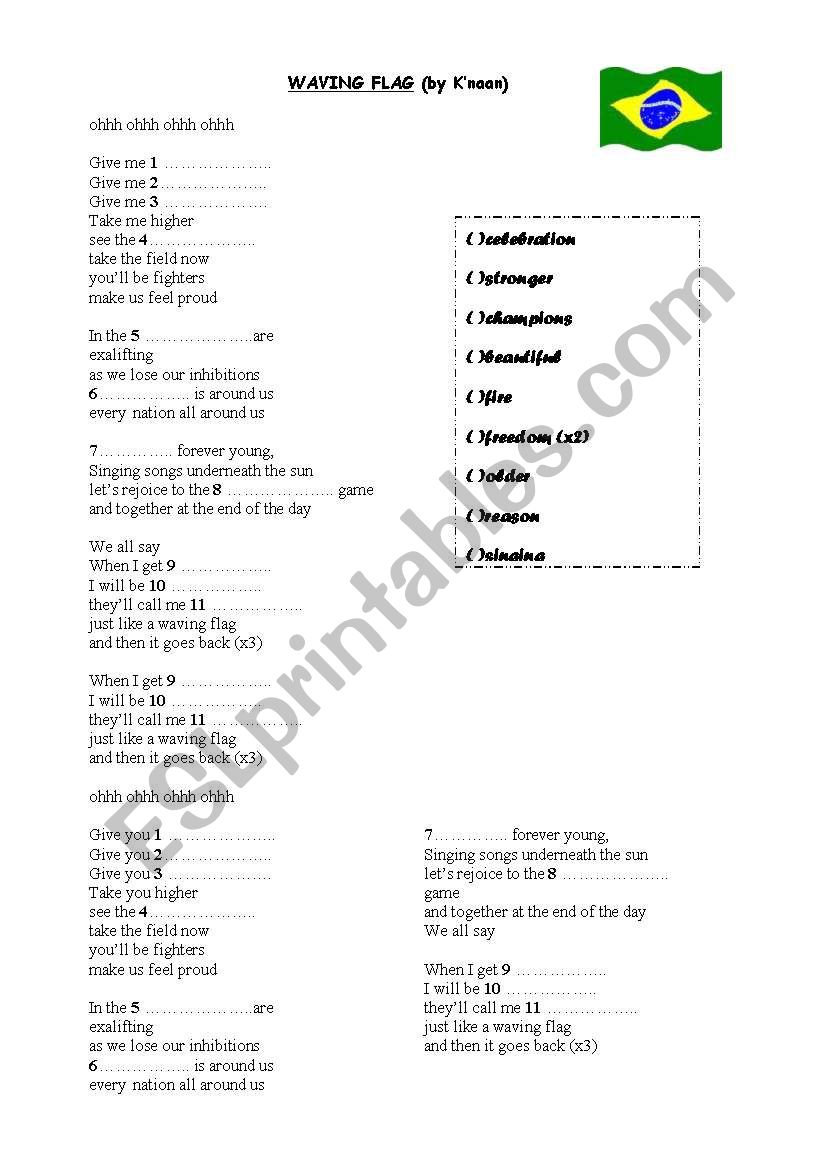 Waving flag worksheet