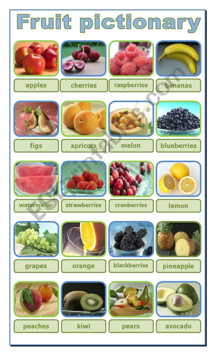 FRUIT, PICTIONARY worksheet