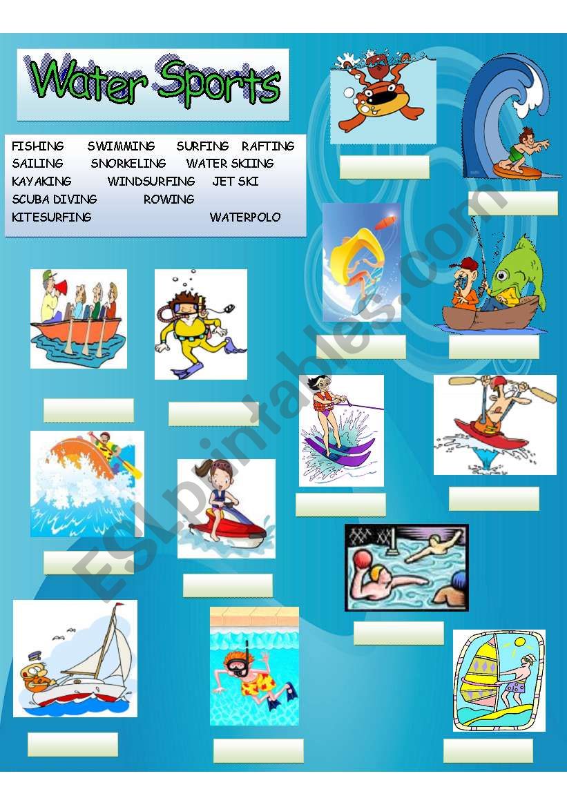 Water sports worksheet