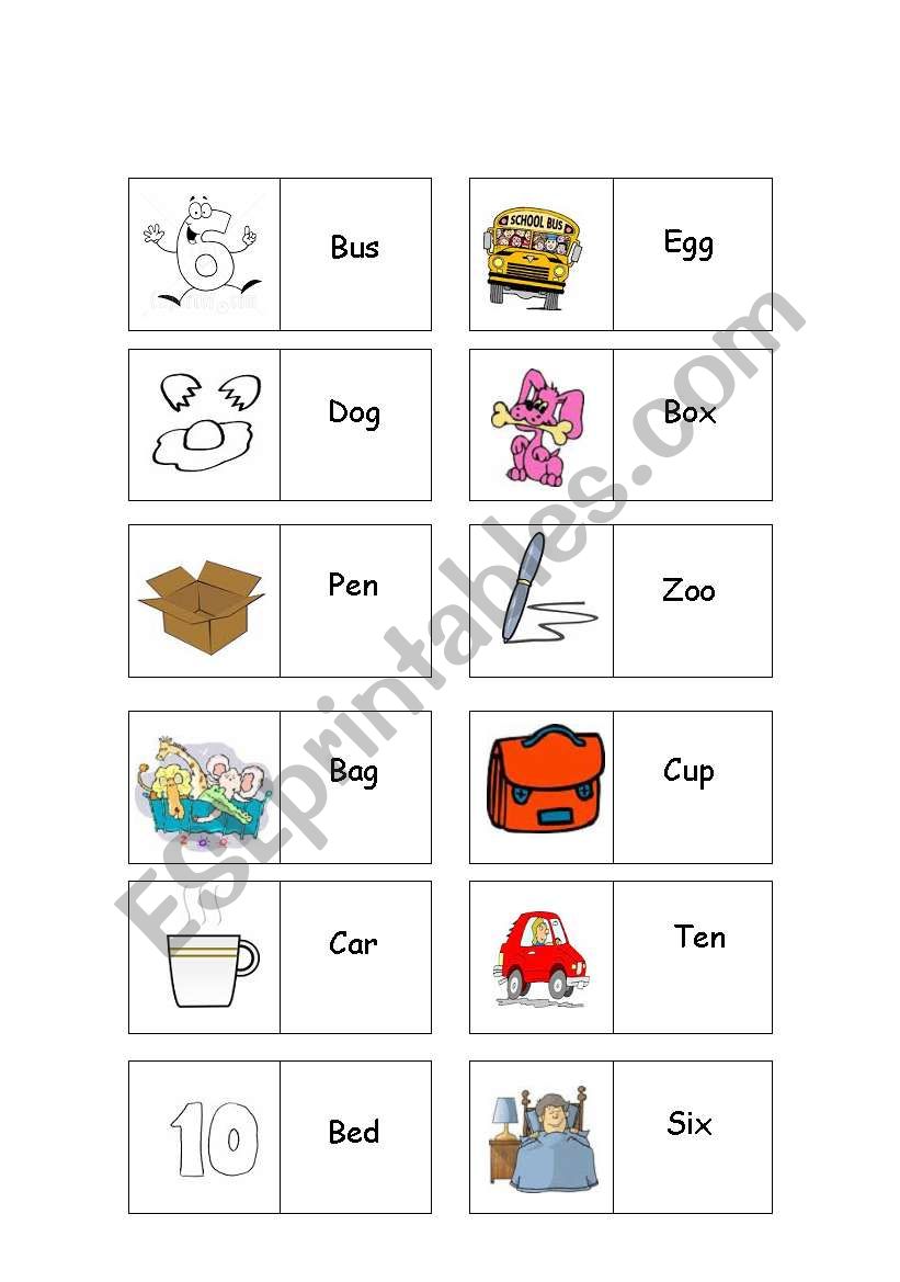 Word dominoes - word recognition 