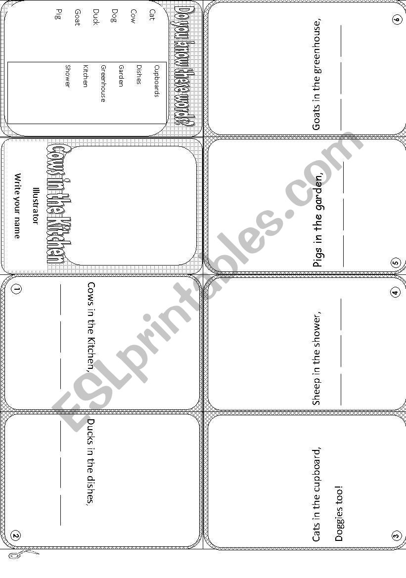 Cows In The Kitchen Minibook worksheet