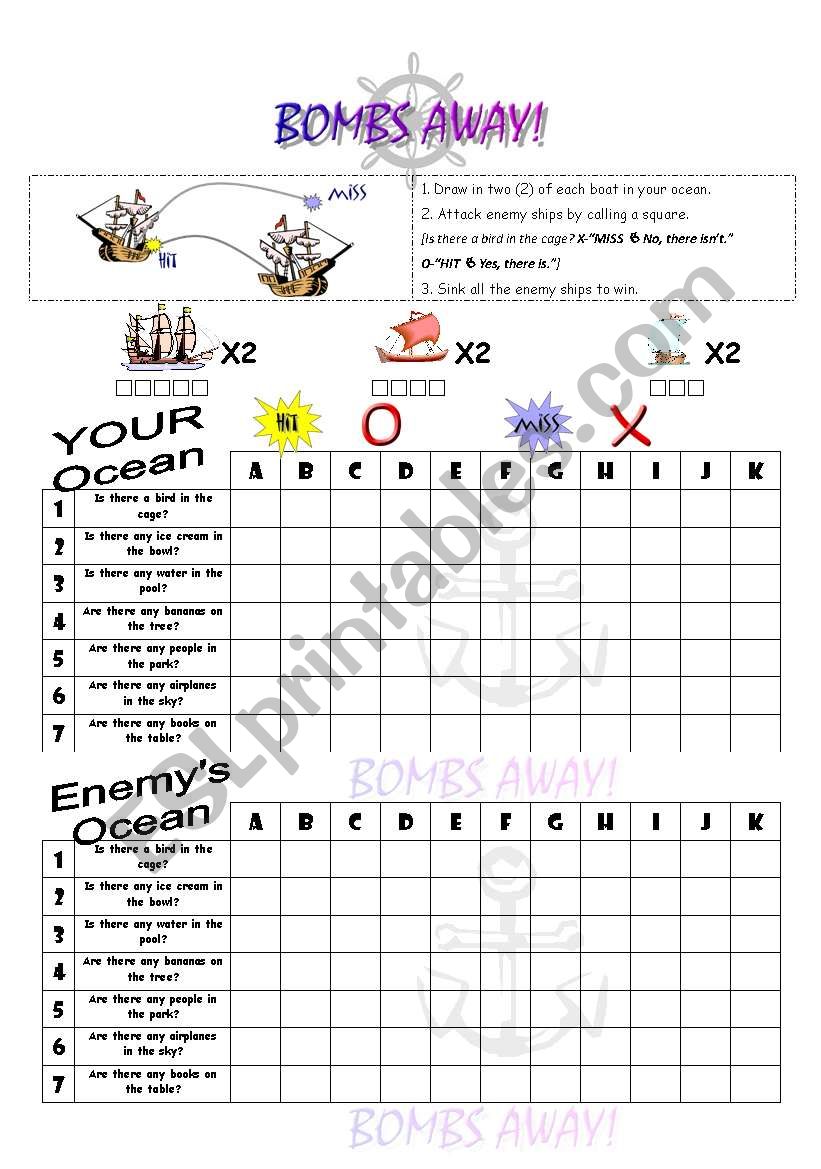 Bombs Away! Grammar practice using IS/ARE THERE