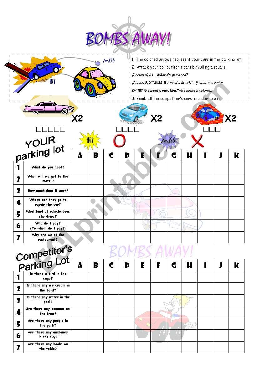 Bombs Away! Grammar practice using interrogatives