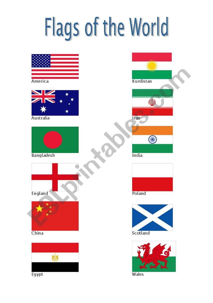 Flags  worksheet