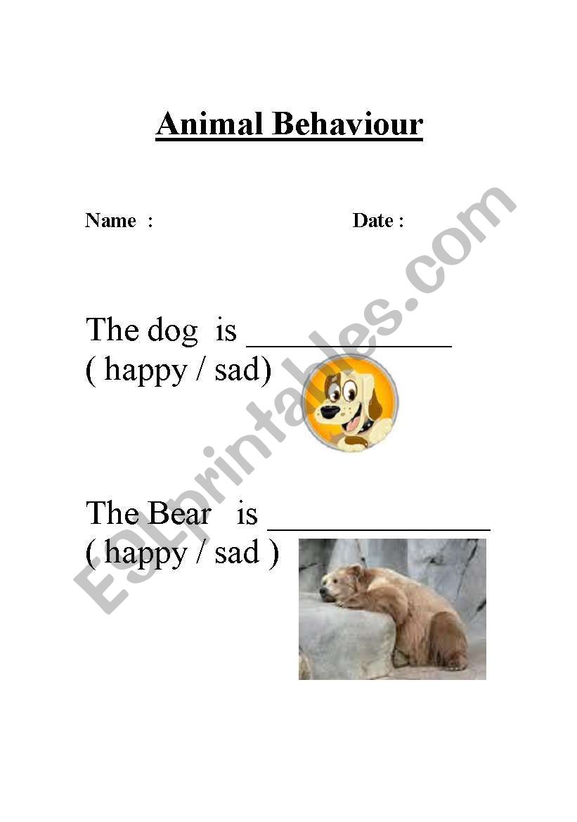 Animal Behaviour  worksheet