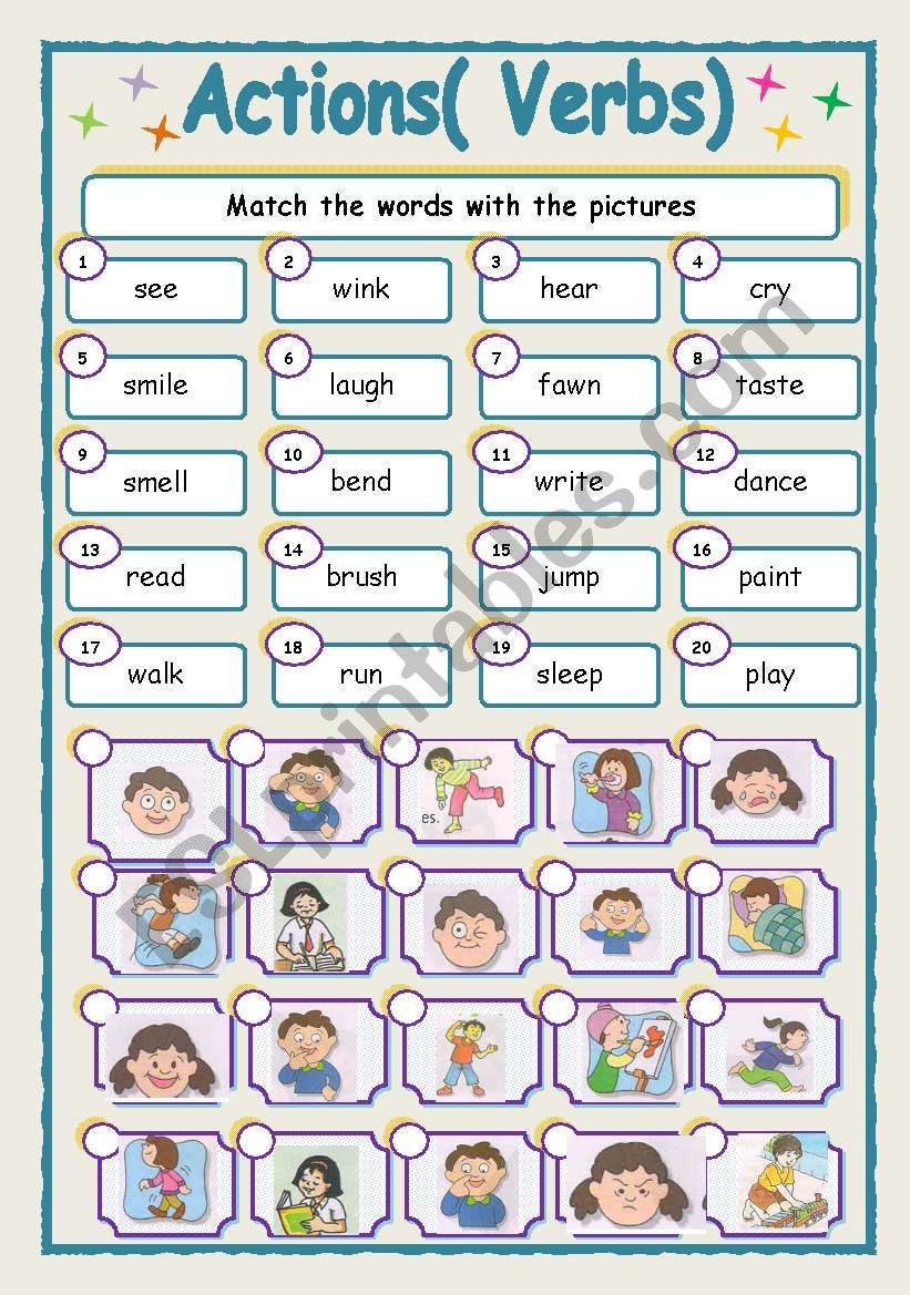 ACTIONS ( Verbs) worksheet