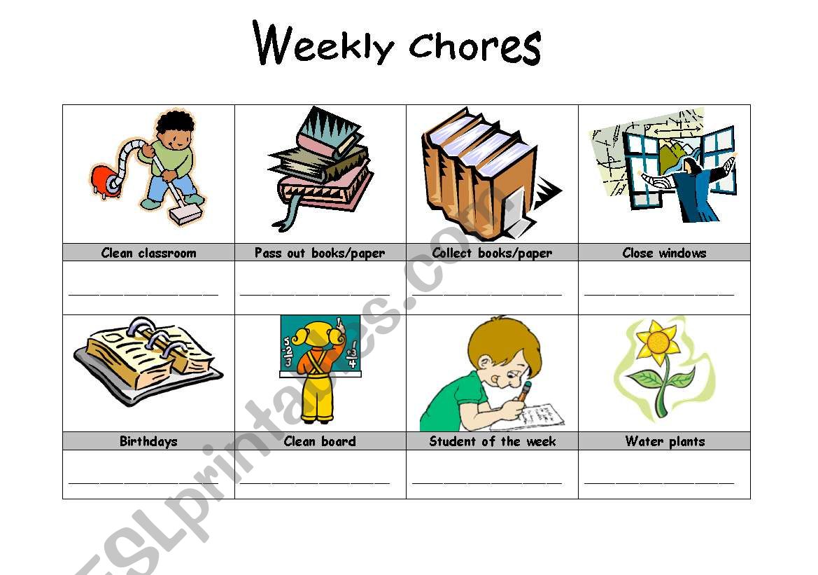 weekly chores worksheet