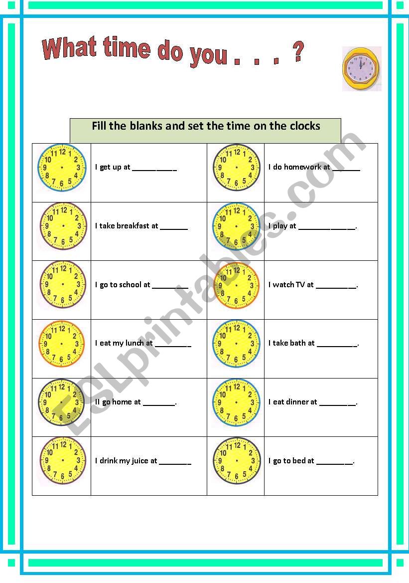 TIME worksheet