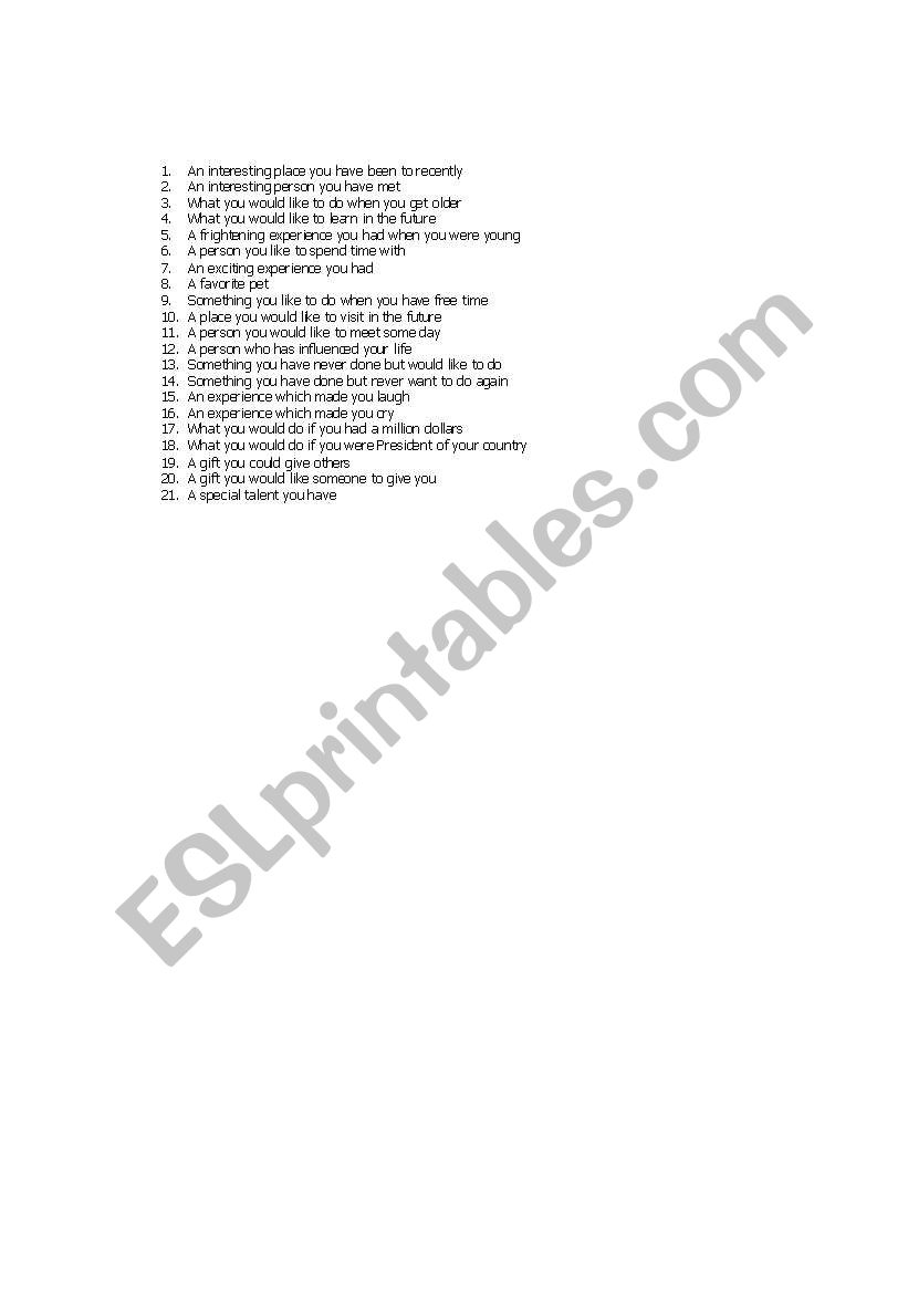 Something to talk about worksheet