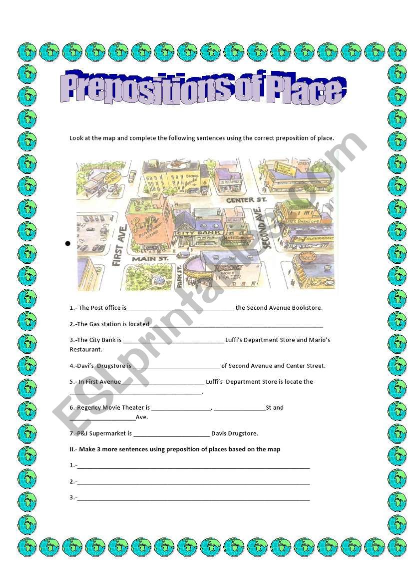 Prepositions of place worksheet