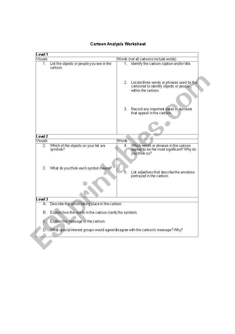 English worksheets: political cartoon analysis worksheet example Intended For Political Cartoon Analysis Worksheet