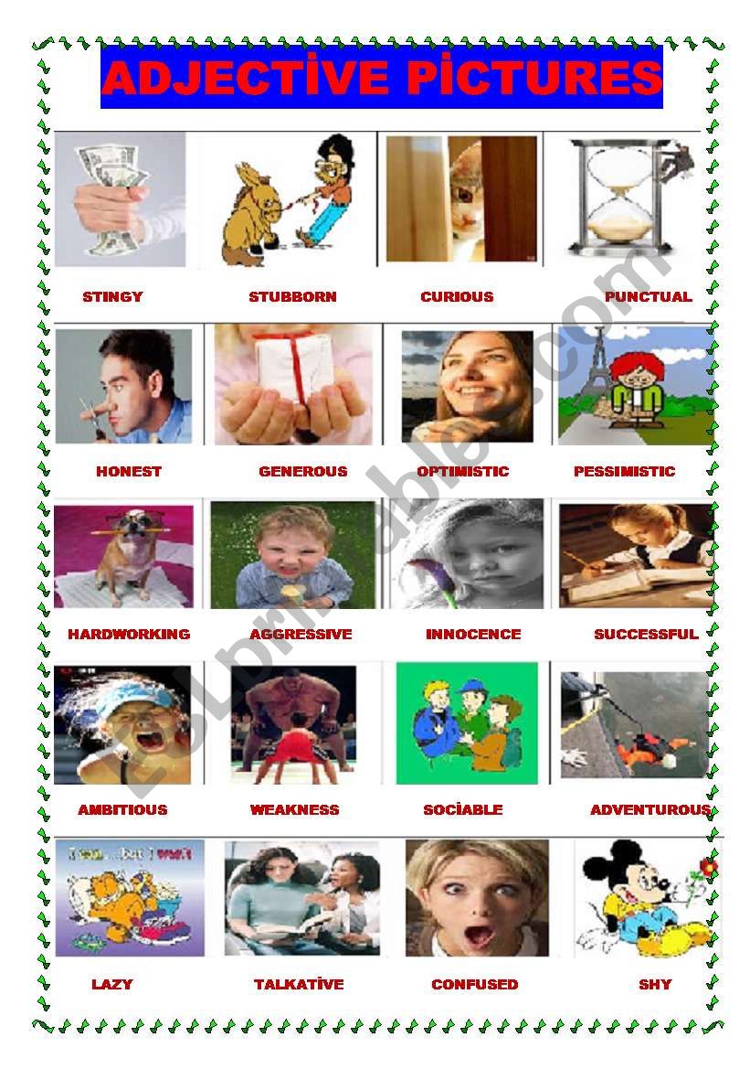 adjective pictures worksheet