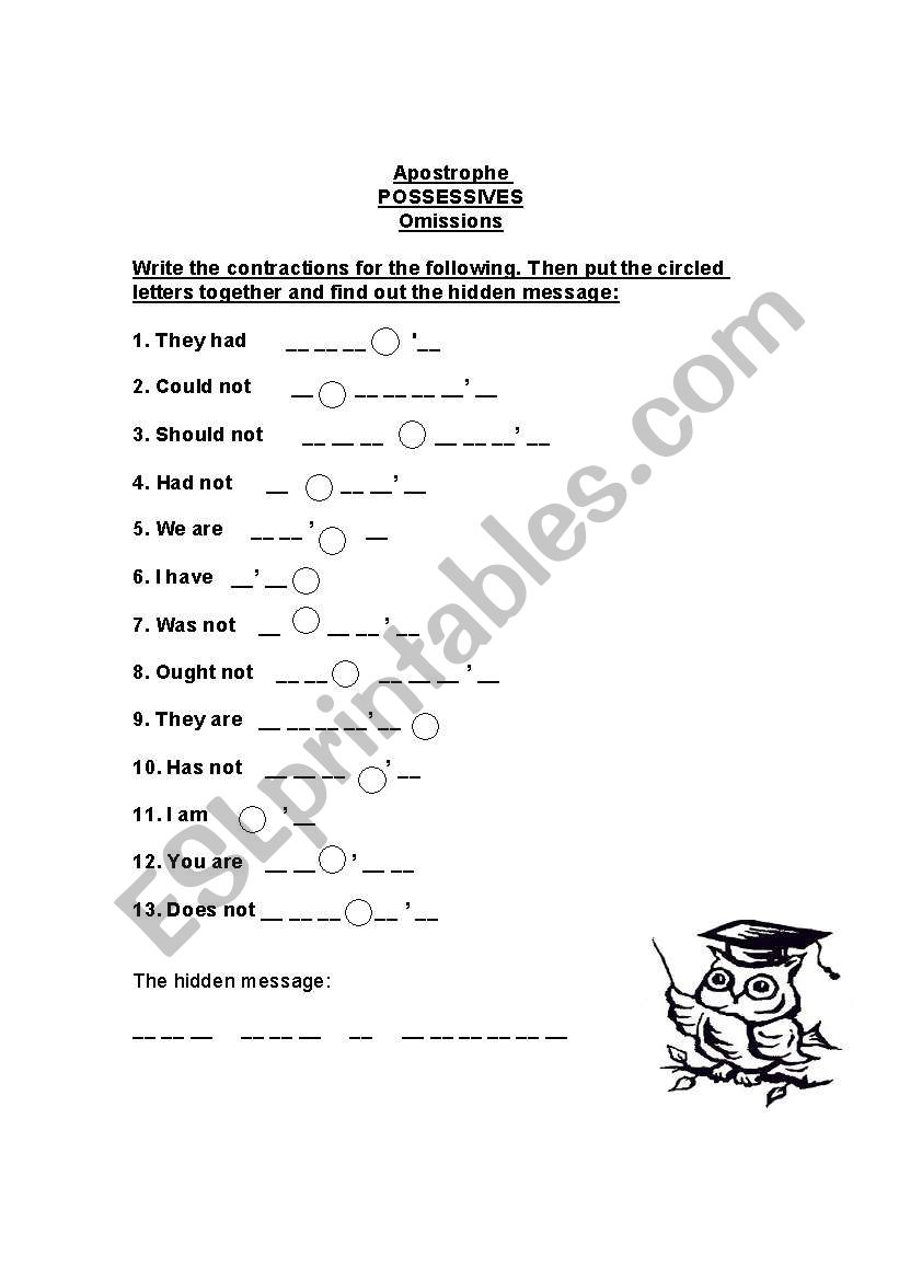 Apostrophe worksheet