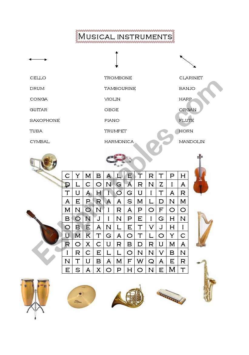 musical instruments worksheet