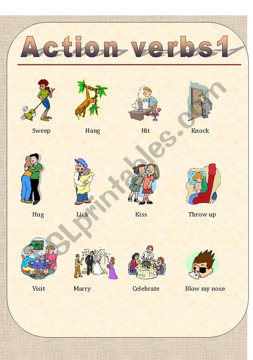 Action verbs in the house1 worksheet