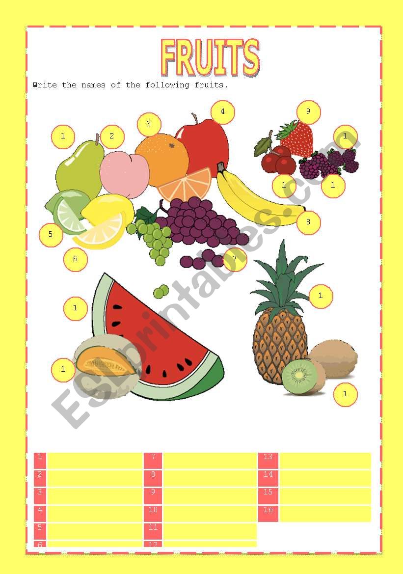 Fruits worksheet