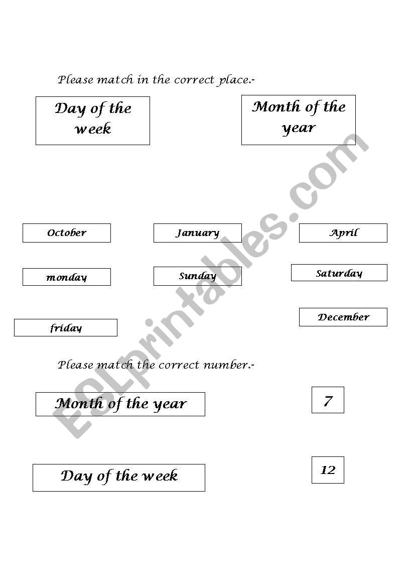 Months of the year and days of the week