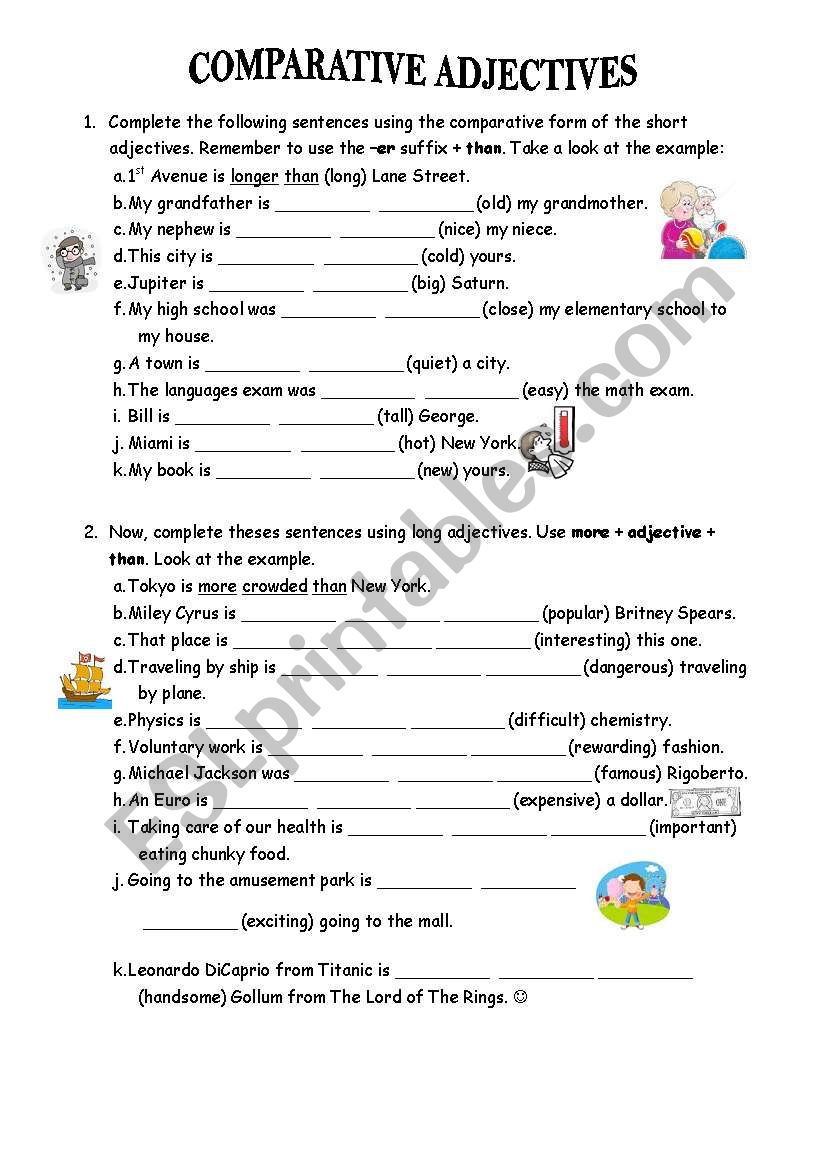 COMPARATIVE ADJECTIVES ESL Worksheet By Sandrami60