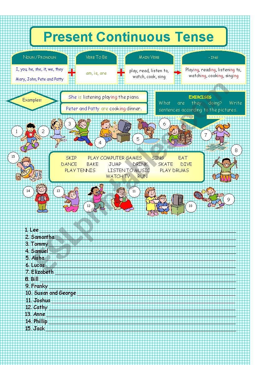 Present Continuous (Editable) worksheet