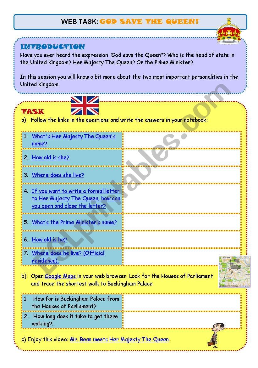 God Save the Queen - ESL worksheet by kate_scones