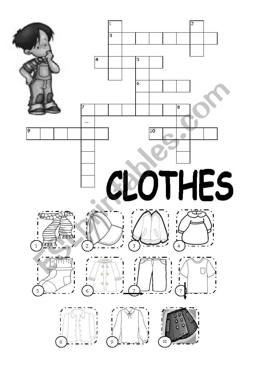 Crosswords on Clothes worksheet