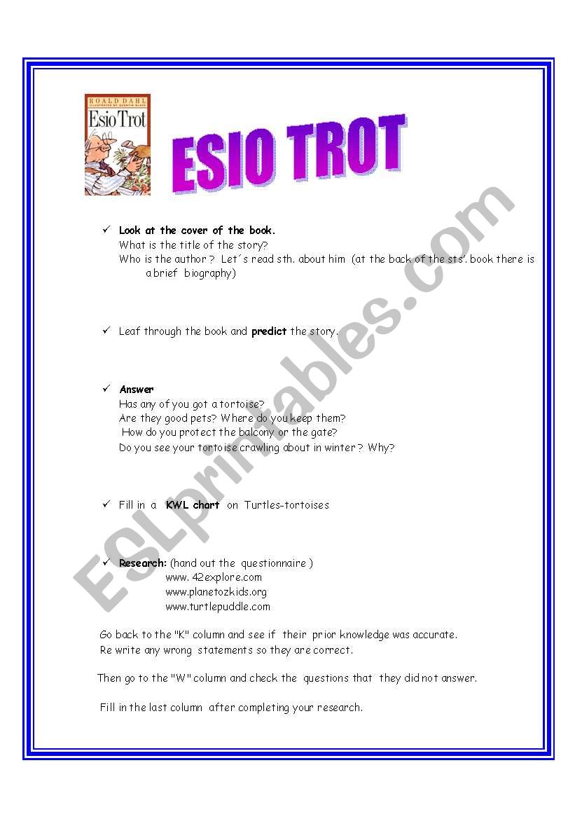 Esio Trot by R. Dahl.- Lesson plan -