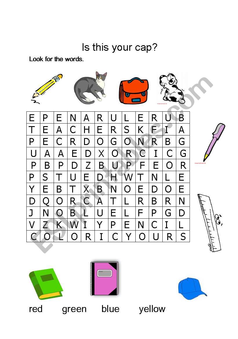 Is this your cap? Word Search worksheet