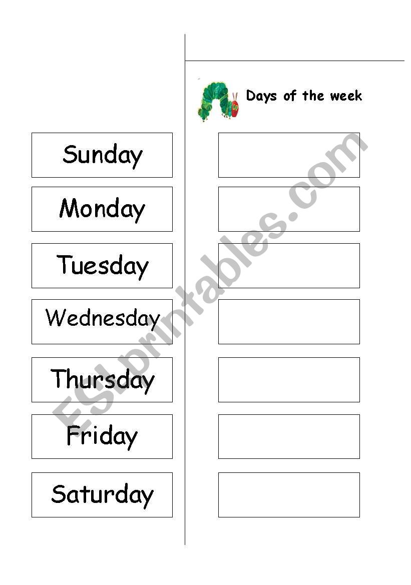 Cut & Paste Days of the Week worksheet