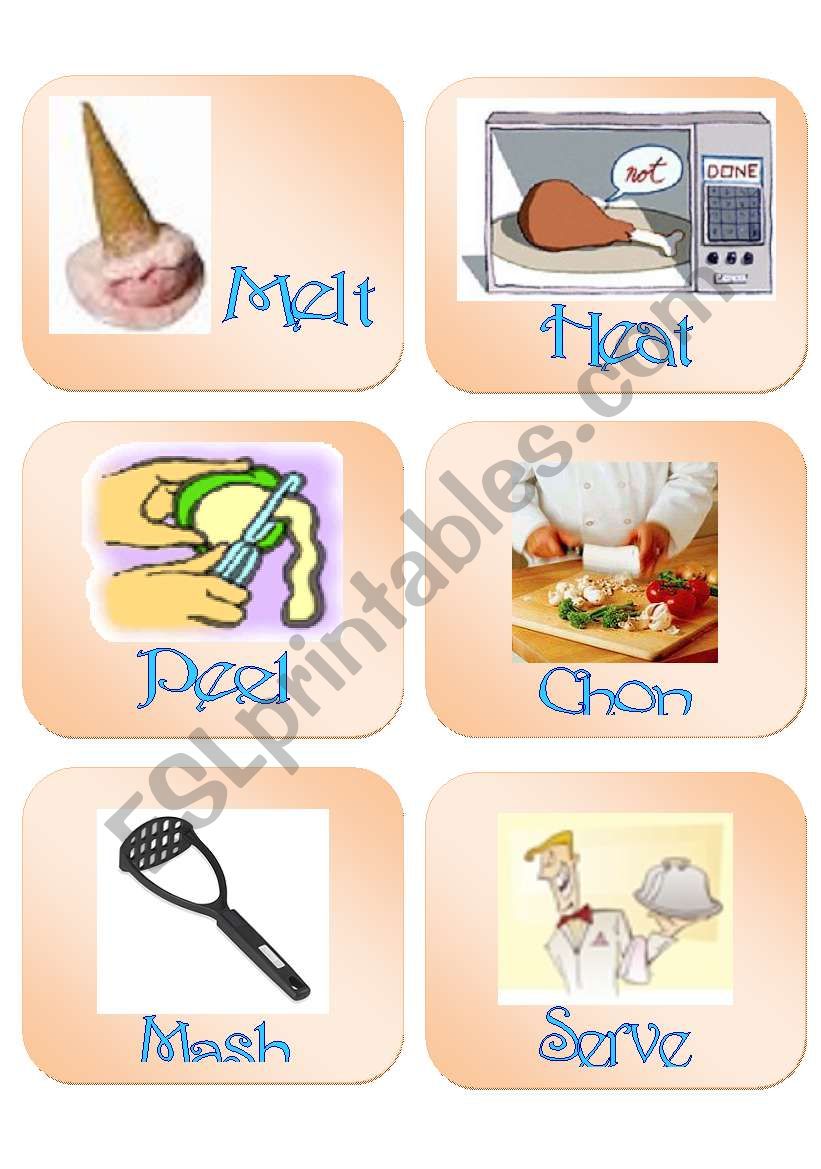 cooking verbs  worksheet