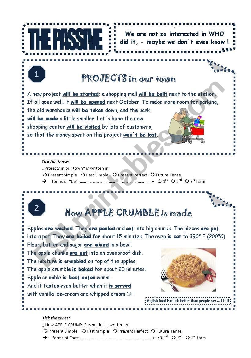 Four little stories in four different tenses IN PASSIVE