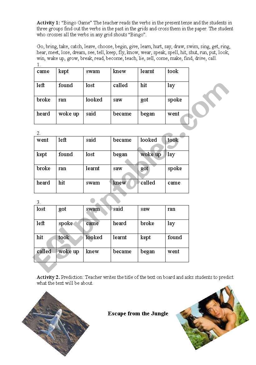 Escape from the Jungle worksheet