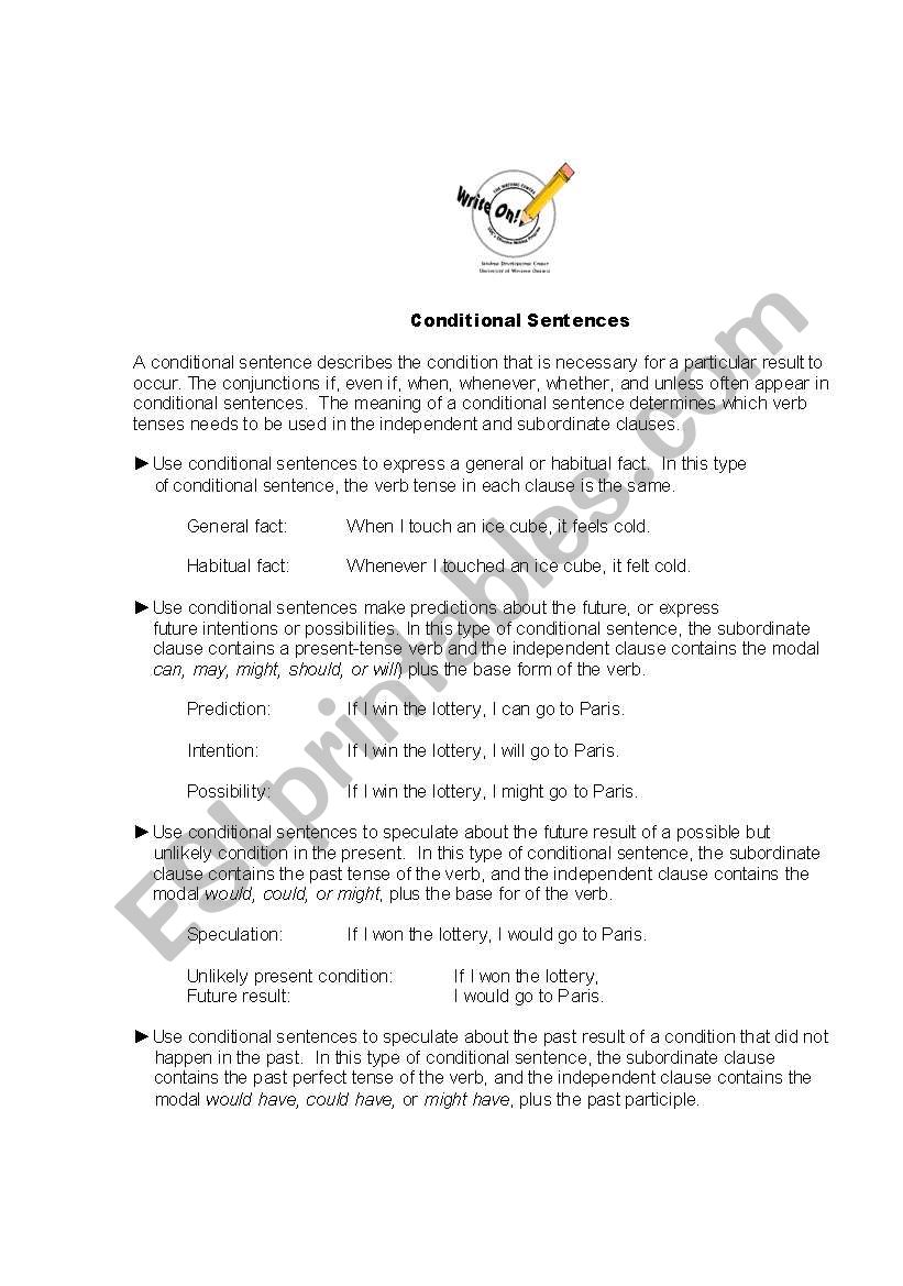 conditional sentences worksheet