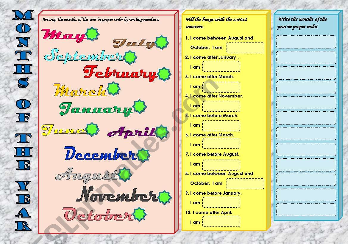 Months of the year worksheet