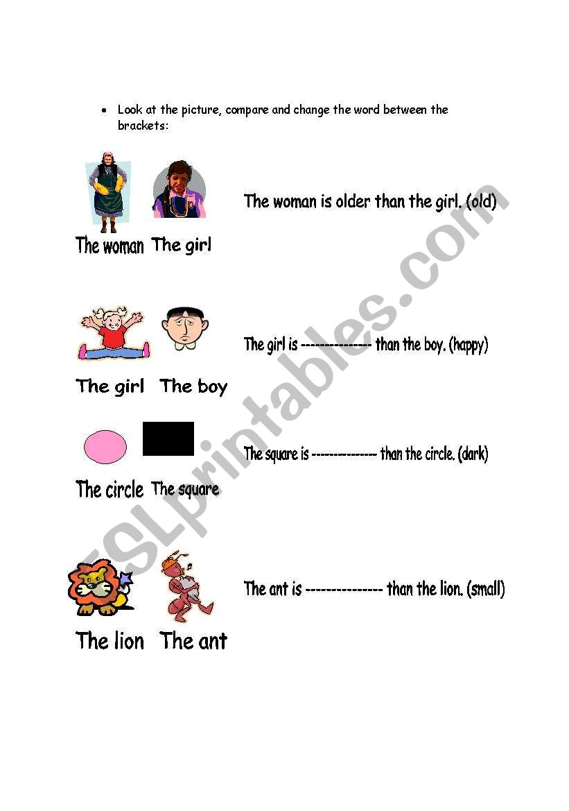 comparatives worksheet