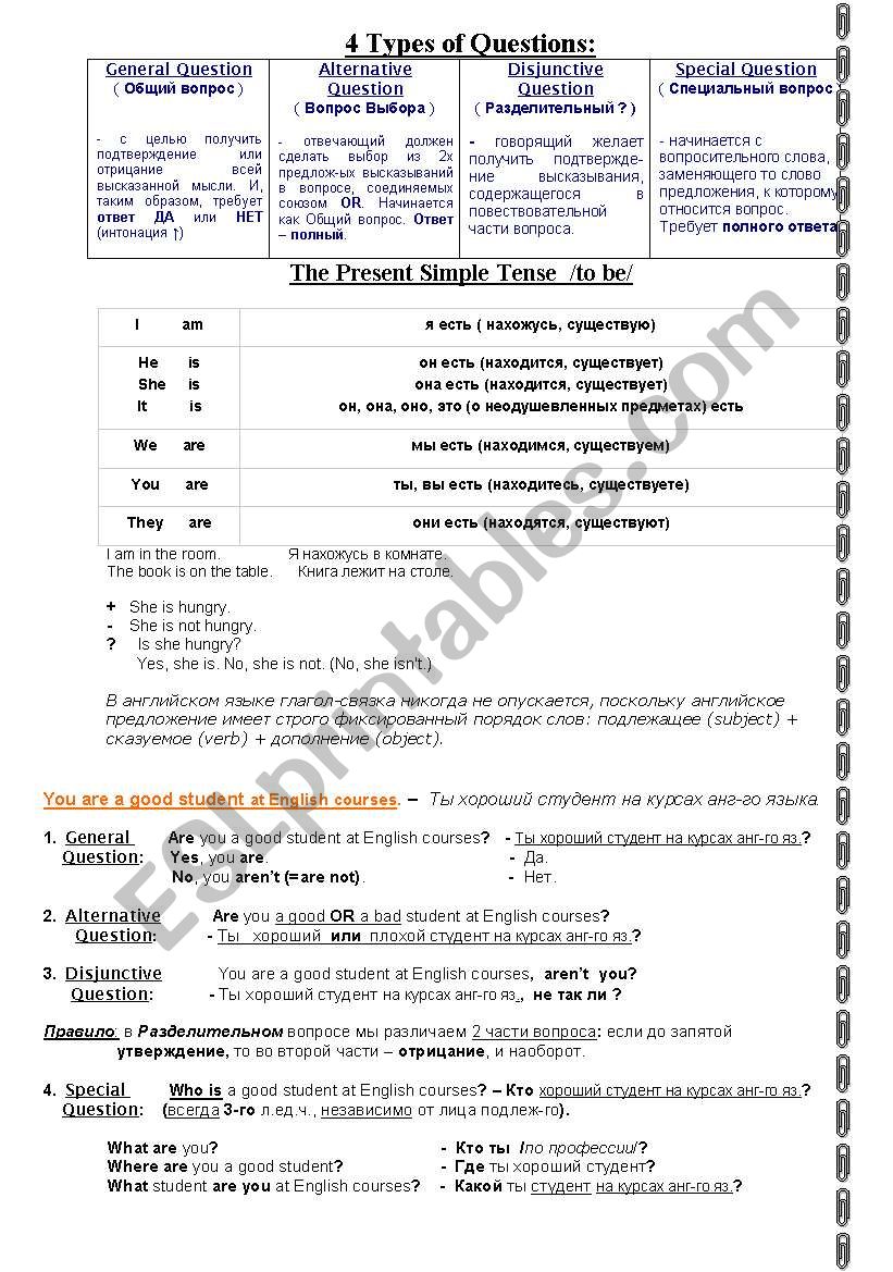 questions TYPES_to  be  worksheet