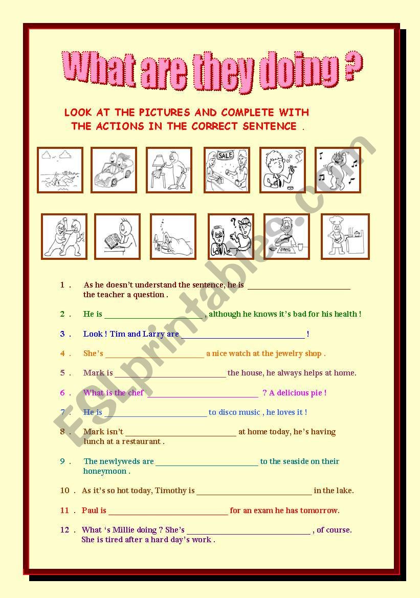 What are they doing ? worksheet