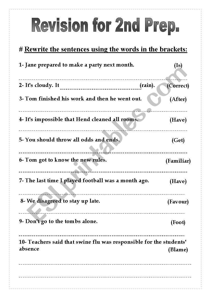 grammar revision worksheet