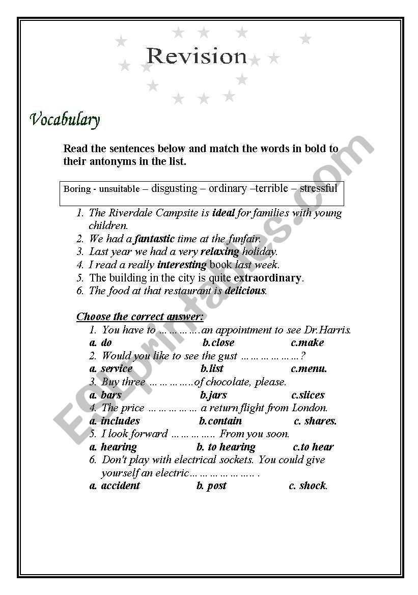 grammar revision 3 worksheet
