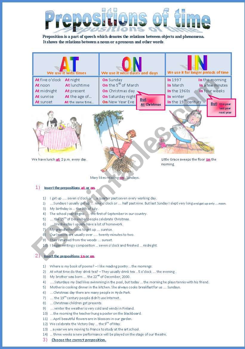 Preposition of Time worksheet