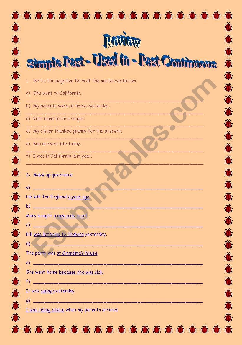Simple Past - Used To - Past Continuous