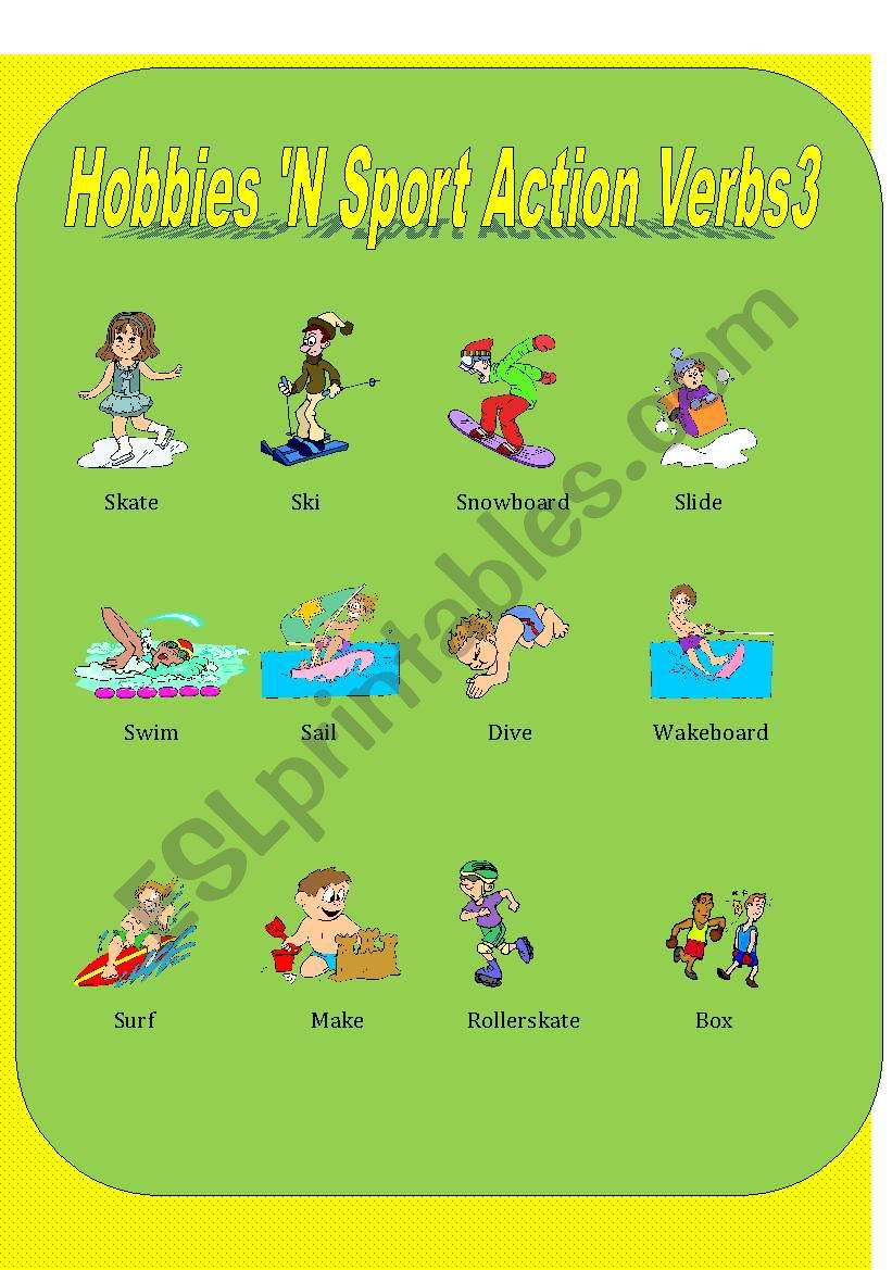Hobbies N Sports Action Verbs (1of 3)