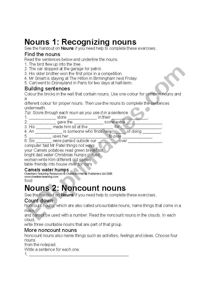 Noun worksheet