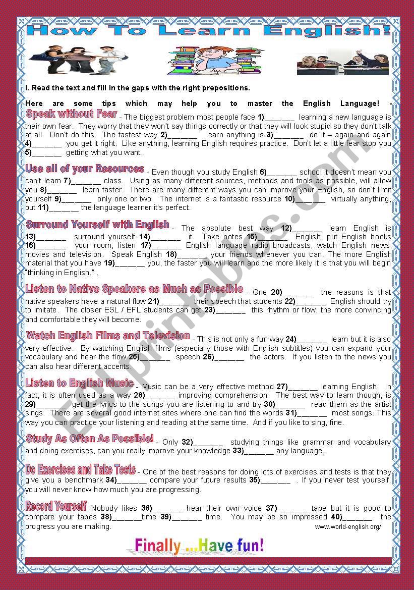 HOW TO LEARN ENGLISH worksheet