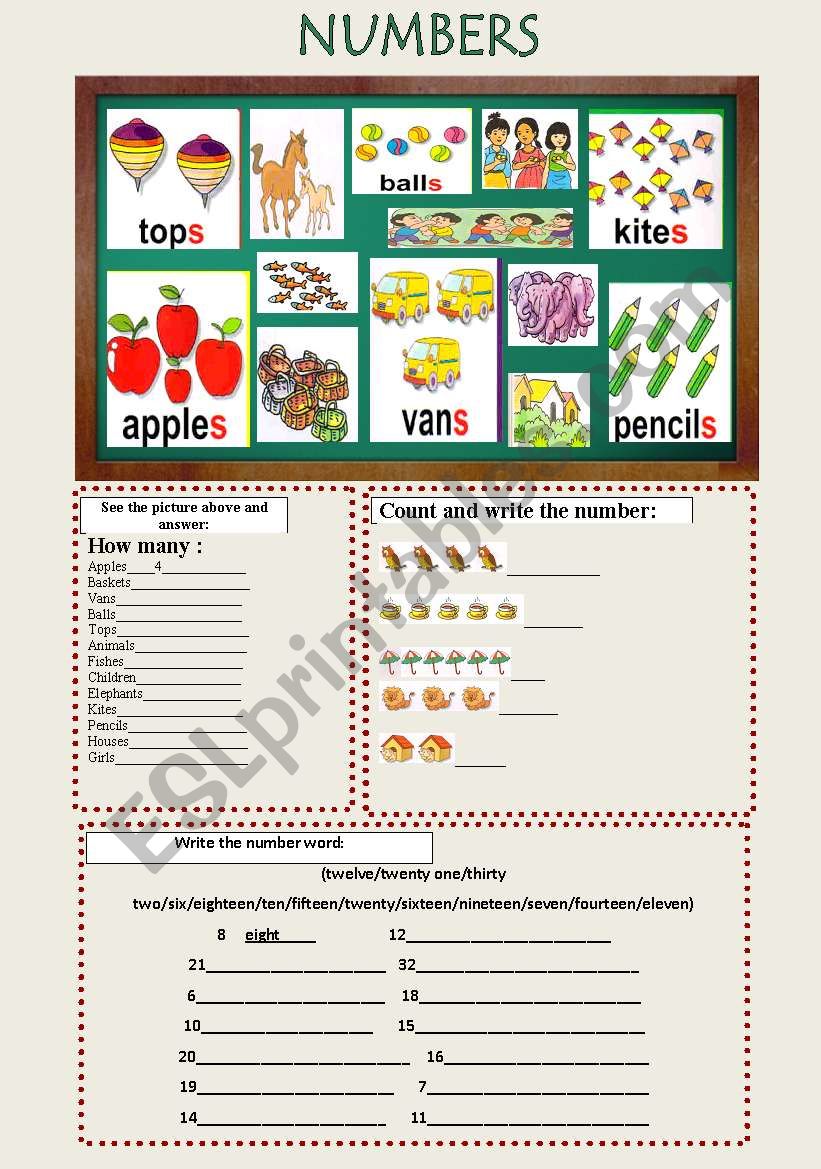 NUMBERS worksheet