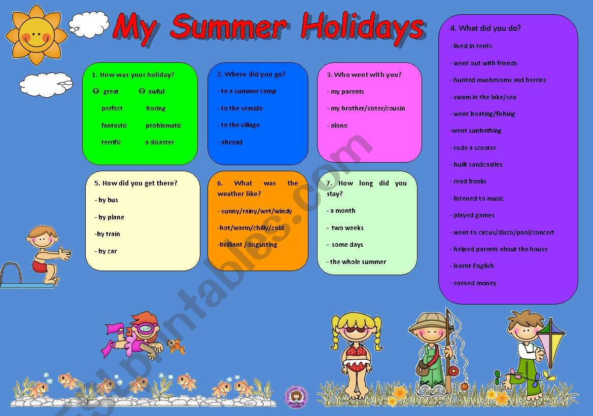 MY SUMMER HOLIDAYS worksheet