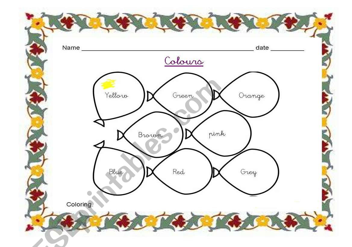 colors worksheet