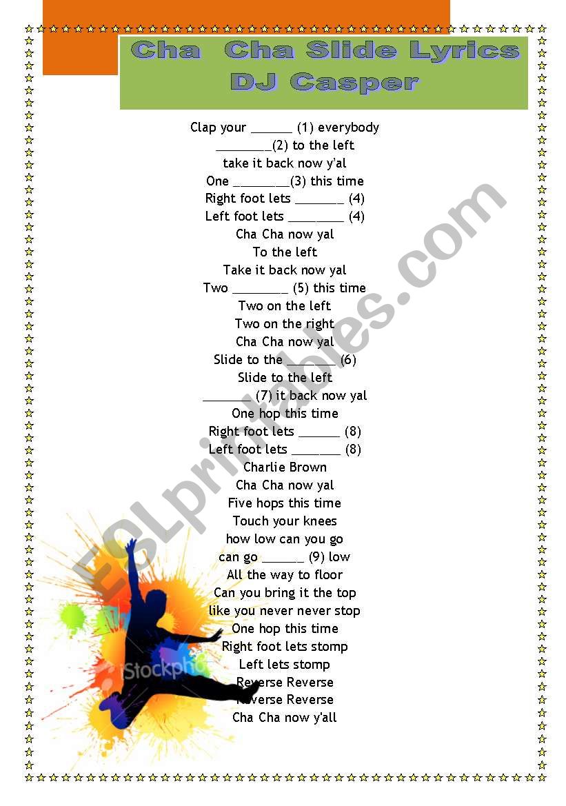 Chacha Slide lyric worksheet